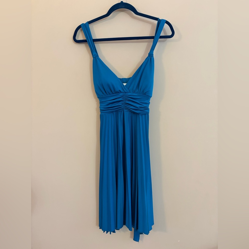 Speechless USA Vintage Y2K Blue Tie Waist Pleated Tank Dress, Party Casual
